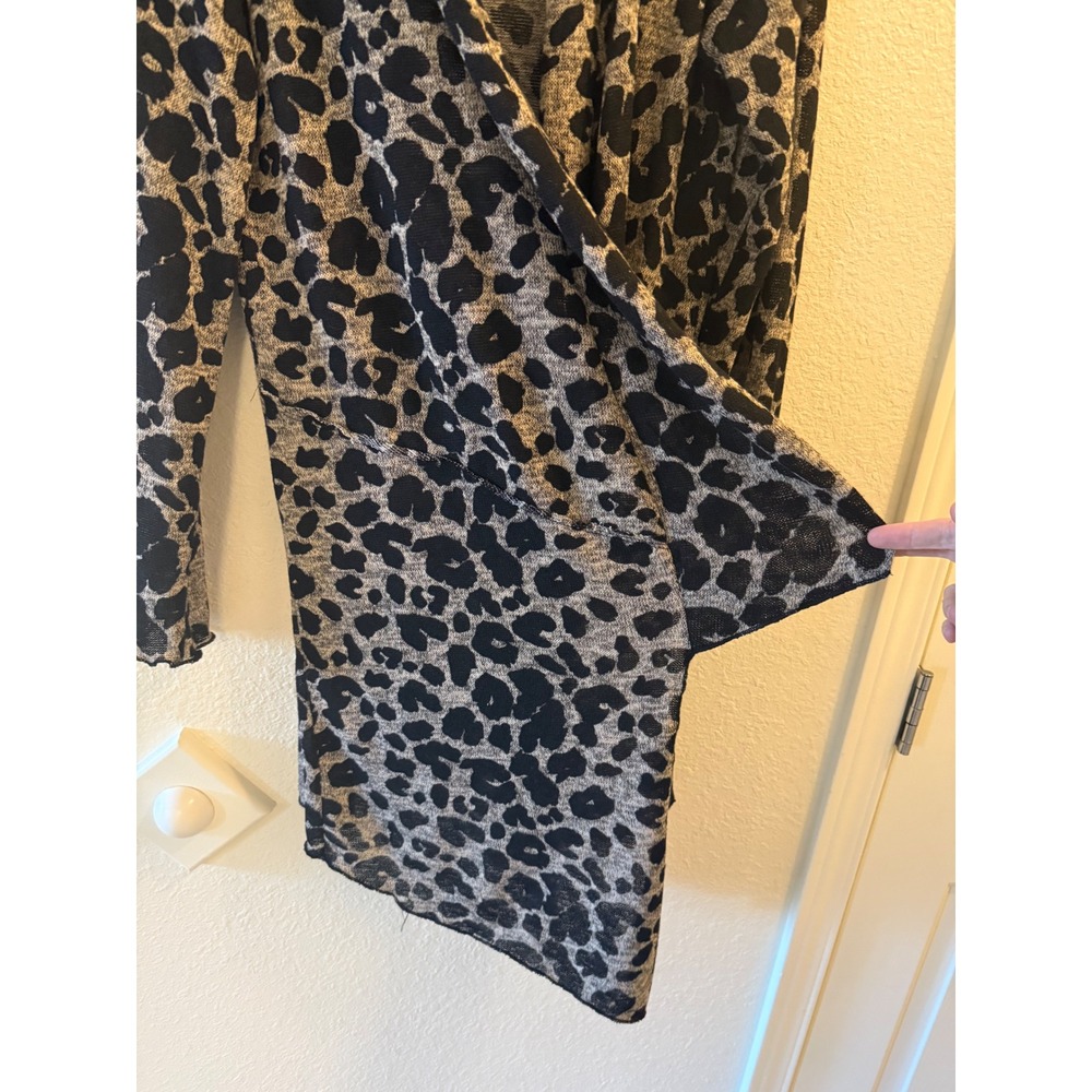 Maurice's Leopard Print Duster Cardigan Lightweight Long Sleeve - Women's Large - Picture 2 of 5